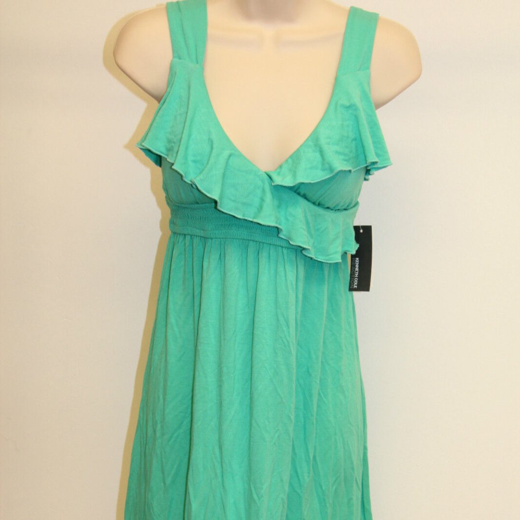 New Kenneth Cole Swimsuit Ruffle Cover Up Dress Sz M Or L Green Sfm